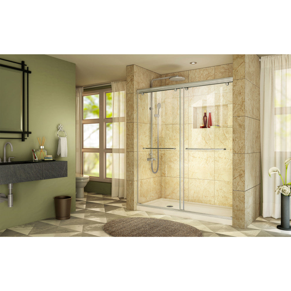 Charisma 36x60x78 3/4 Bypass Shower Door Brushed Nickel, LD Biscuit Base