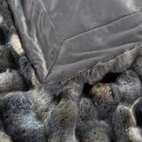 Tie-Dyeing Heavy Faux Fur Throw Blanket, Black/Grey