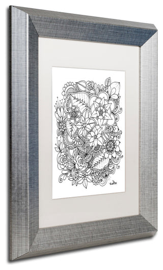 KCDoodleArt 'Flowers 2' Art, Silver Frame, White Matte, 11"x14"