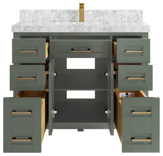 Cambridge 42" Single Sink Bath Vanity in Evergreen 2" Carrara Marble