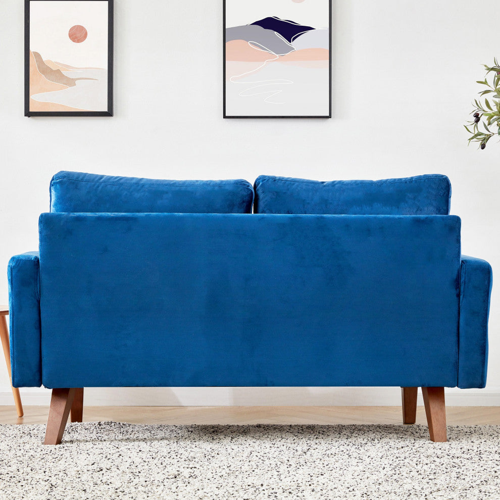 Blue Velvet Modern Tufted Modular Sofa