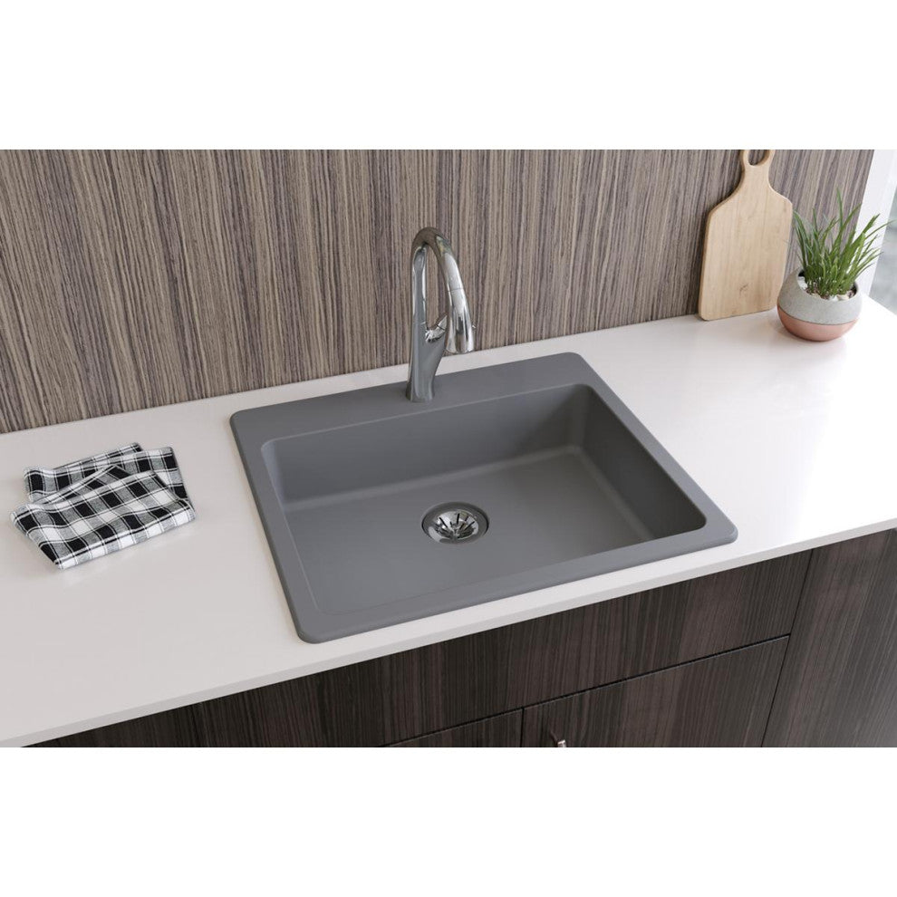 ELGAD2522PDGS0 Quartz Classic 25" x 22" ADA Sink with Perfect Drain, Greystone