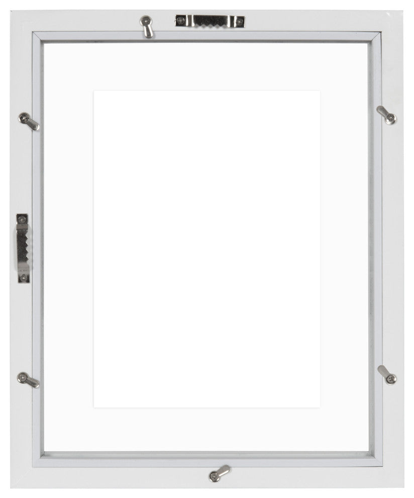 Gallery Float Glass Picture Frame Set, Black 8x10 Float, White, 8x10 Float