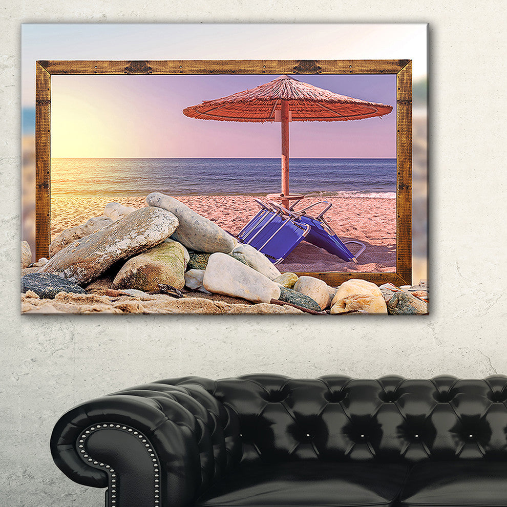 "Framed Beach Sunset" Seashore Art Canvas Print, 40"x30"