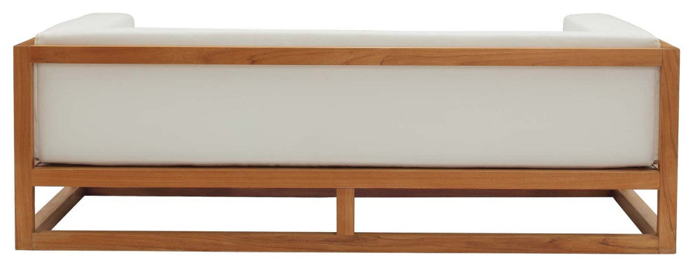 Outdoor Patio Furniture Lounge Chair and Coffee Table Set, Wood, Natural White