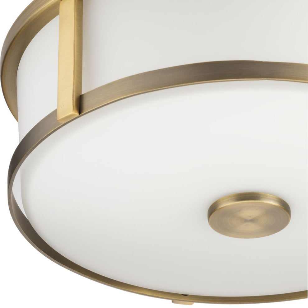 Gilliam Collection 12-5/8" Two-Light Vintage Brass Flush Mount