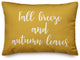 Fall Breeze and Autumn Leaves Lumbar Pillow, Mustard, 14"x20"