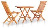 vidaXL Patio Bistro Set 3 Piece Patio Folding Table and Chairs Solid Teak Wood