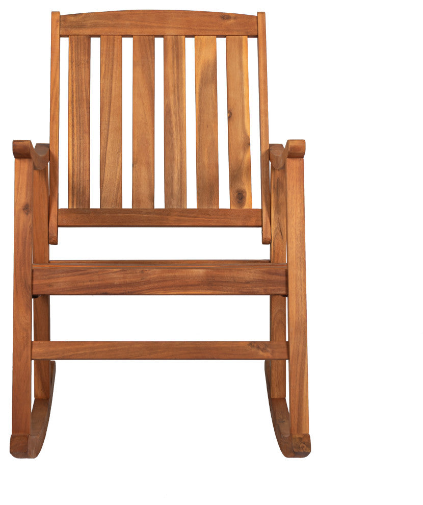 Penny Classic Slat-Back Acacia Wood Patio Outdoor Rocking Chair, Teak, Single