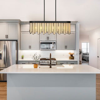 LNC Hemera 6-Light Modern Linear Large Pendant Island Light, White Glass