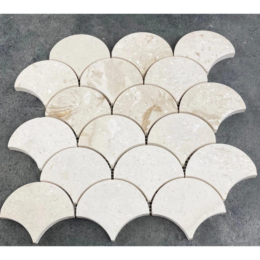 Shell Stone Limestone Laguna Design on 12"x12" Mosaic Tile (10 sqft per box)