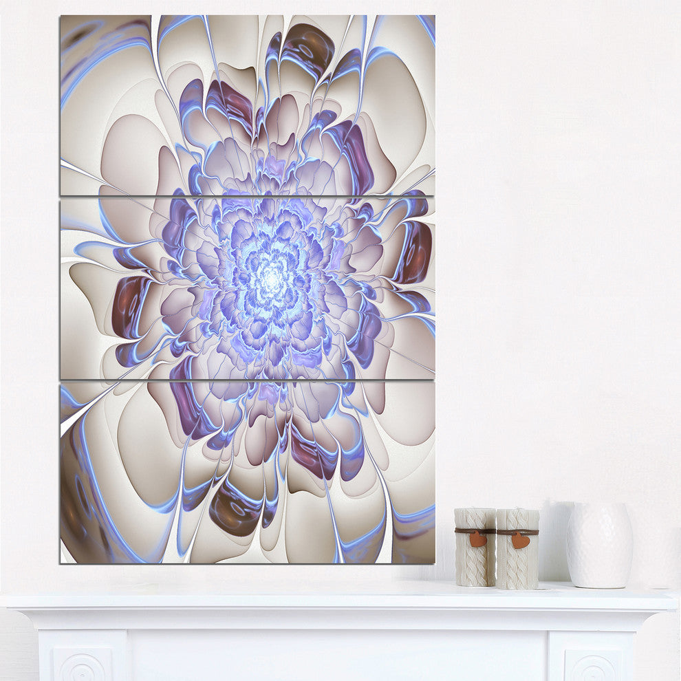 "Fractal Flower in Light Blue Digital" Metal Wall Art, 3 Panels, 28"x36"