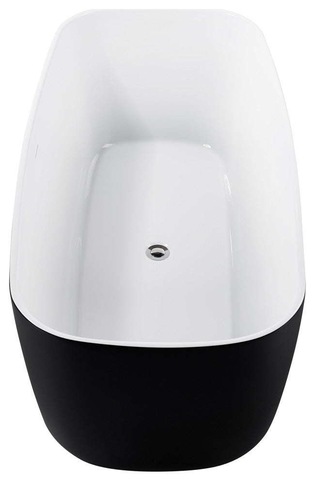 59" Acrylic Roll-Top Flatbottom Non-Whirlpool Bathtub, Black
