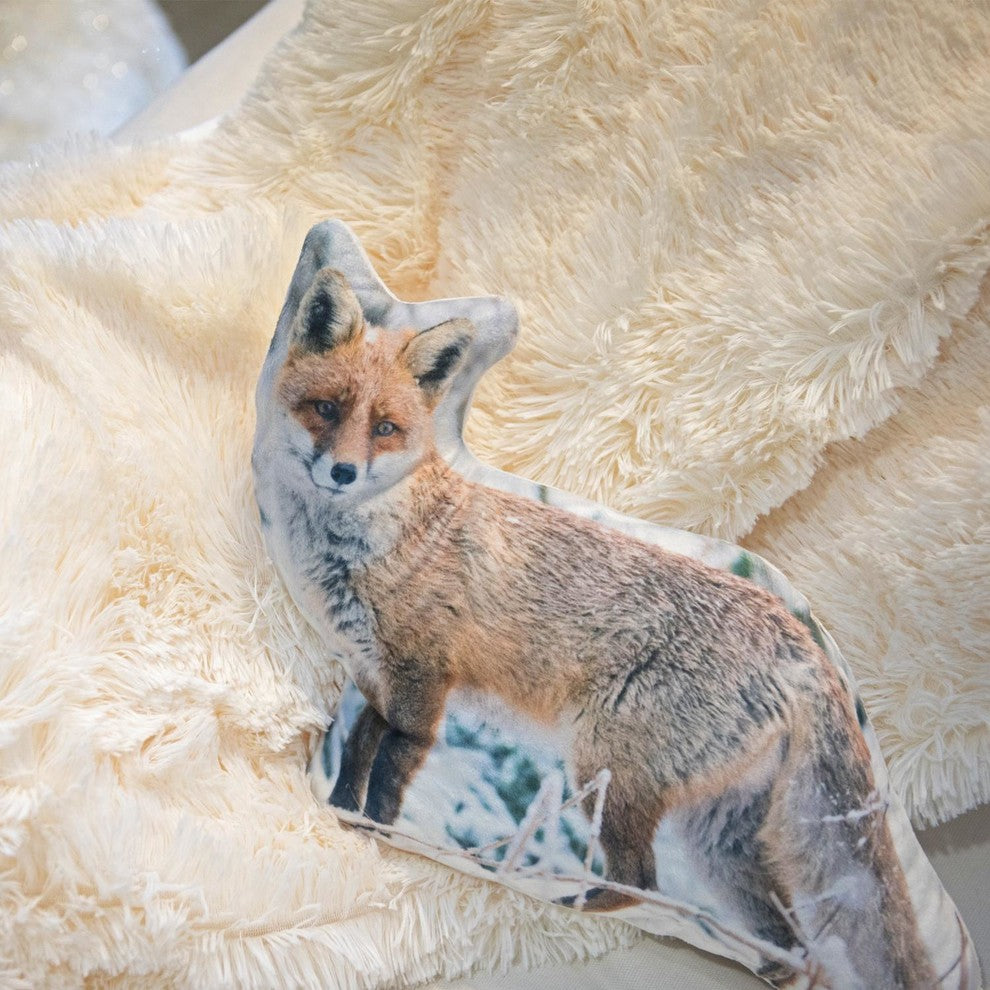 16.3" Winter's Beauty Inquisitive Red Fox in Snow Covered Woods Throw Pillow