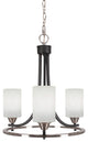 Paramount 3-Light Chandelier, Matte Black & Brushed Nickel, 4" White Muslin