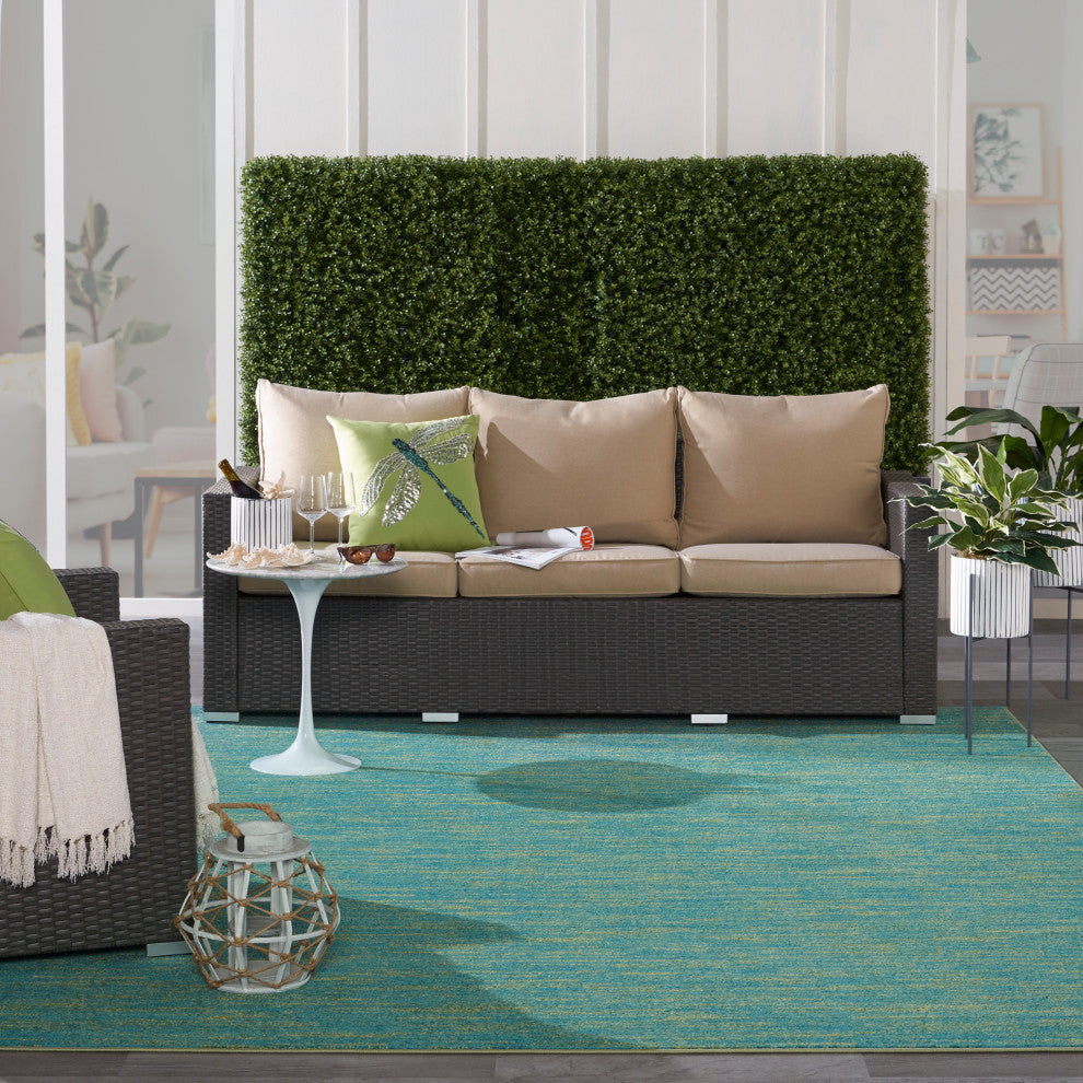 Nourison Essentials 10' x 14' Blue Green Outdoor Area Rug