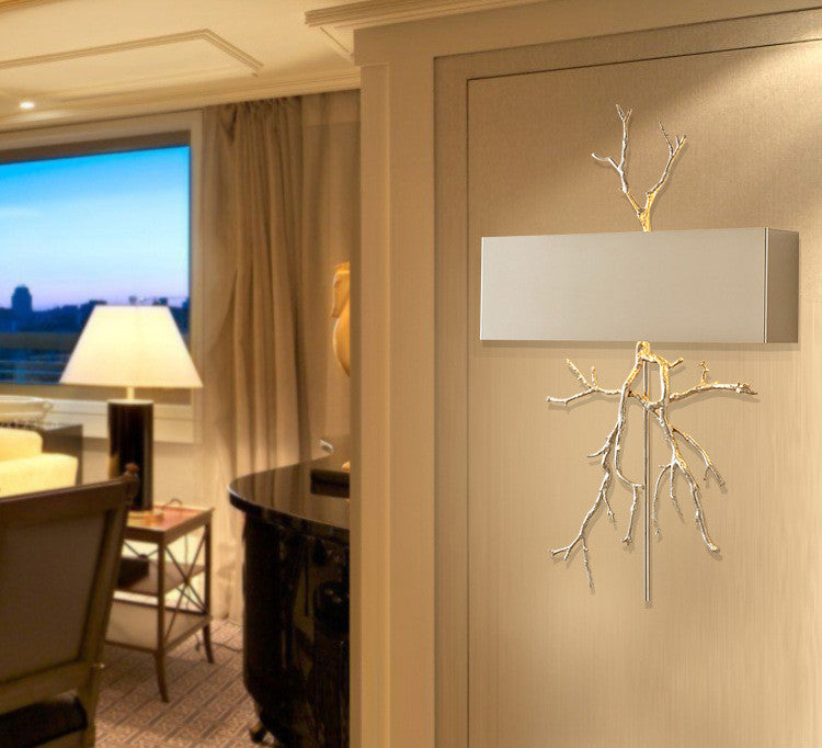 Creative LED Wall Lamp in Forest Style, Living Room, Bedroom, Golden, Cool Light