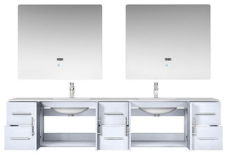 Geneva Transitional Glossy White 84" Double Vanity Set