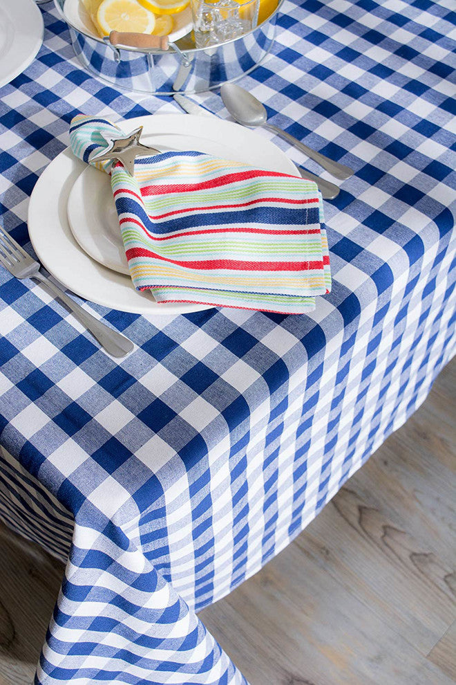 Navy/White Checkers Tablecloth, 52"x52"