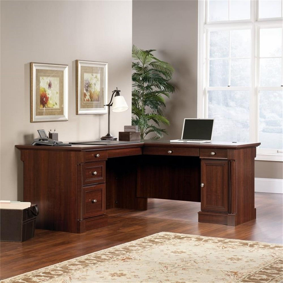 Sauder Palladia Engineered Wood L-Shape Desk in Select Cherry Finish