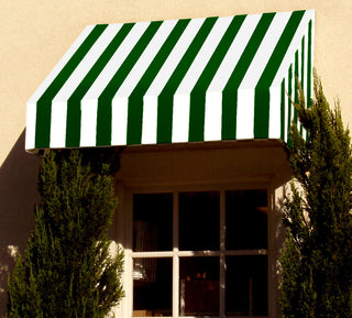 Awntech 10' New Yorker Acrylic Fabric Fixed Awning, Forest/White Stripe