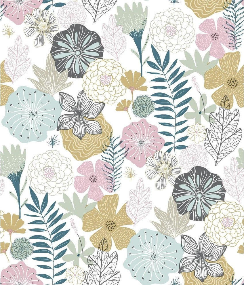 Perennial Blooms Peel and Stick Wallpaper