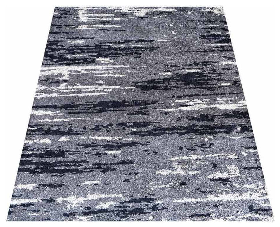Hand Knotted Silk Area Rug Abstract Gray White