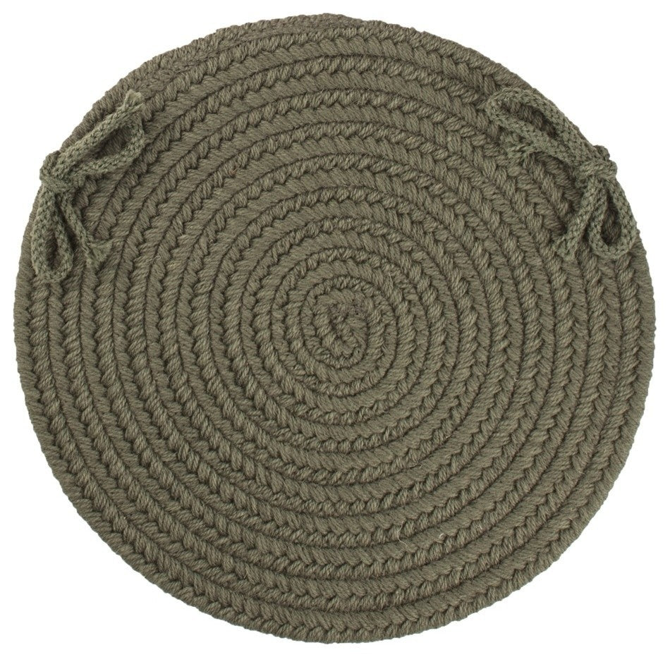 Rhody Rug Wool Solid Chair Pad, Dark Sage, 15"