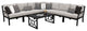 kathy ireland Madison Ave. 8 Piece Aluminum Patio Furniture Set 08a, Almond