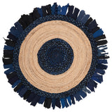 Safavieh Cape Cod Collection CAP701 Rug, Navy/Natural, 3' Round