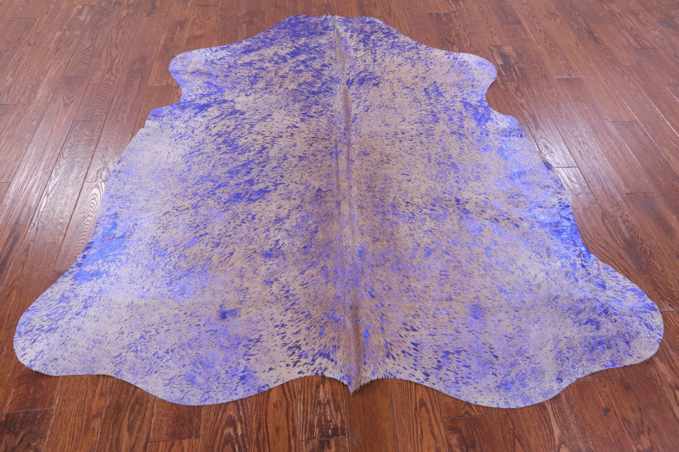 Blue Metallic Cowhide Rug 6' 8" X 6' 6" C2143