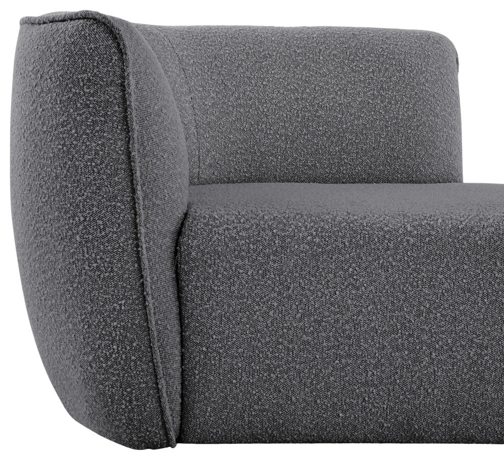 Hilton Boucle Fabric Upholstered Chaise Lounge, Grey