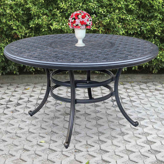 Carlsbad 52" Cast Aluminum Round Dining Table, Dark Lava Bronze