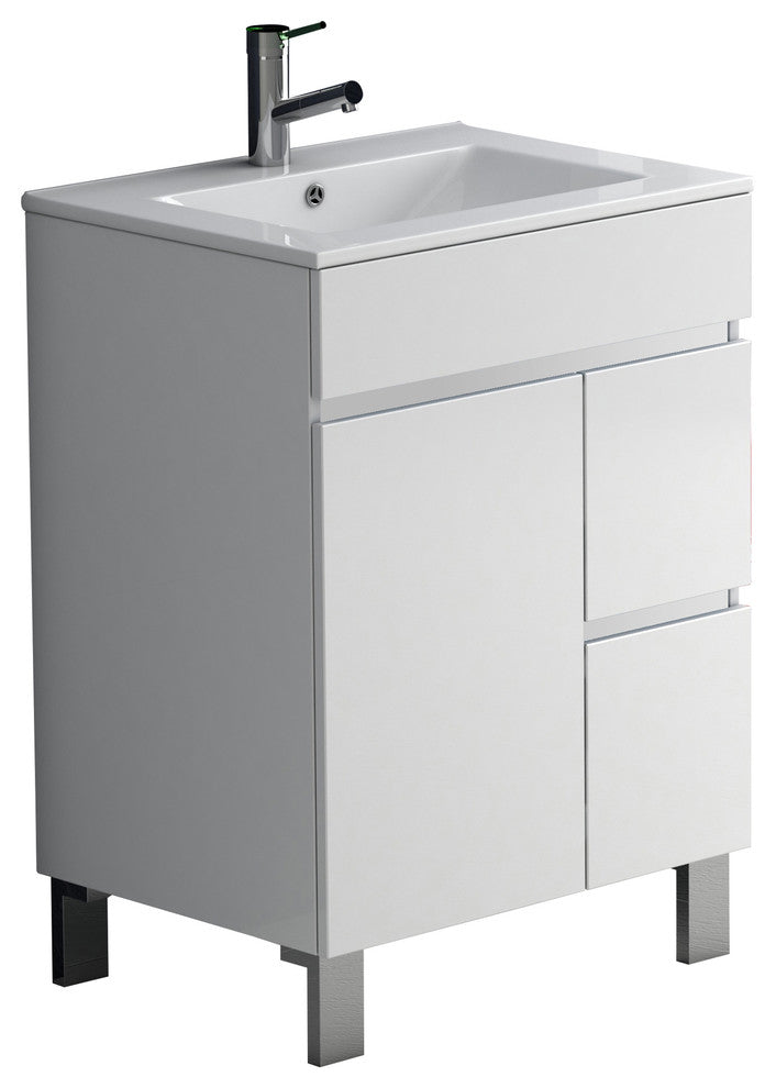 Eviva Link 24" White Modern Bathroom Vanity White Integrated Porcelain Sink