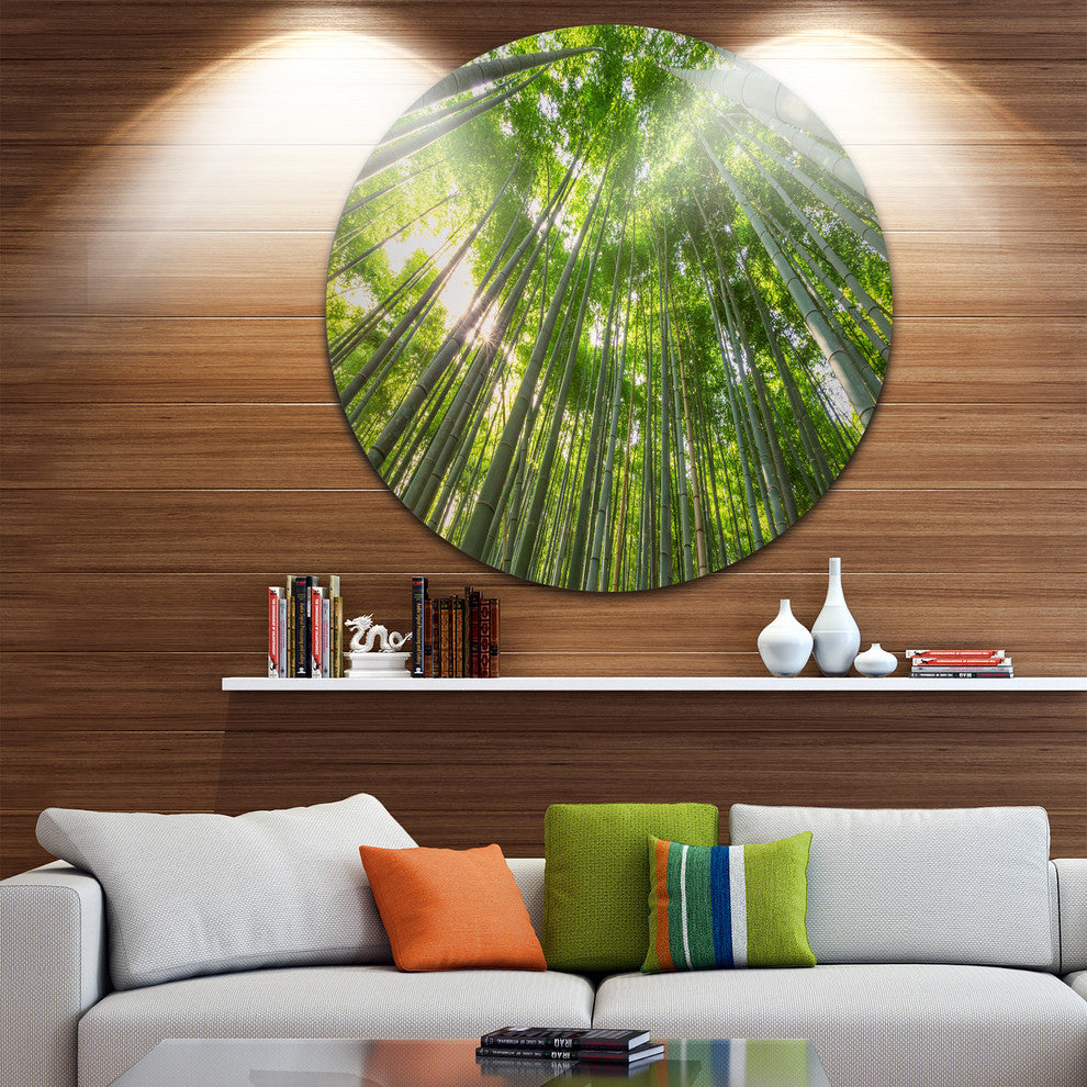 Peaks Of Bamboo In Kyoto Forest, Forest Disc Metal Wall Art, 11"