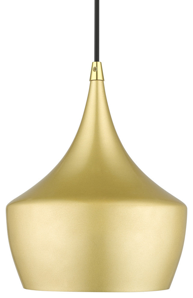 Waldorf 1-Light Soft Gold Pendant, Polished Brass Accents