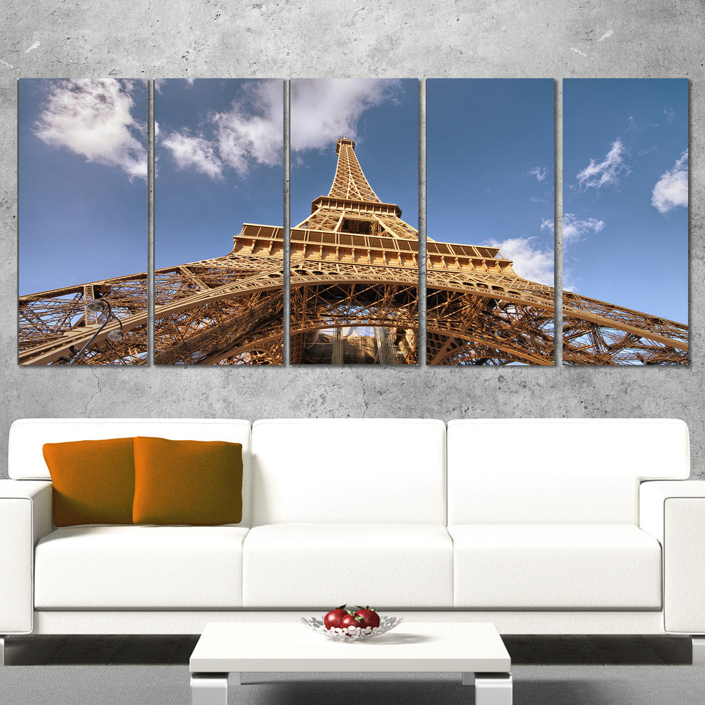 "Beautiful View of Paris Eiffel Tower Under Calm Sky" Wall Art, 60"x28", 5Panel