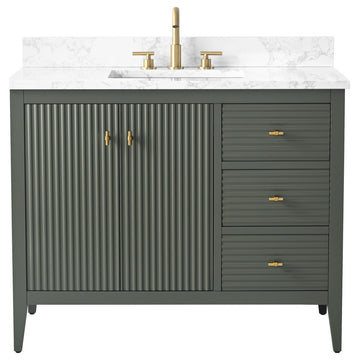 Vanity Art Freestanding Vanity, Vintage Green, 42", Single Sink, Golden Brushed