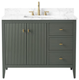 Vanity Art Freestanding Vanity, Vintage Green, 42", Single Sink, Golden Brushed