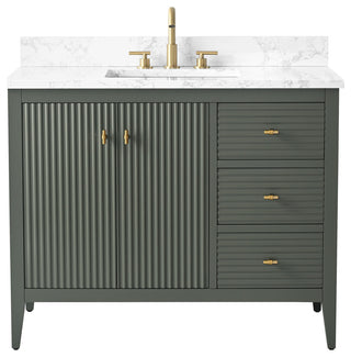 Vanity Art Freestanding Vanity, Vintage Green, 42", Single Sink, Golden Brushed