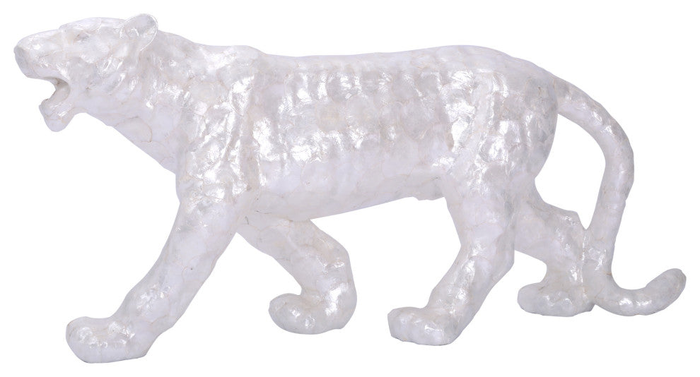 Contemporary Bengal Tiger Statue - White