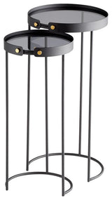 Tall Bow Tie Tables, Graphite, Iron, Glass, 12"W (11226 MGU3D)