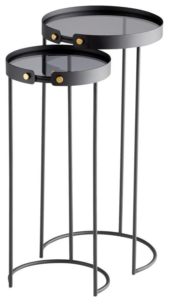 Tall Bow Tie Tables, Graphite, Iron, Glass, 12"W (11226 MGU3D)