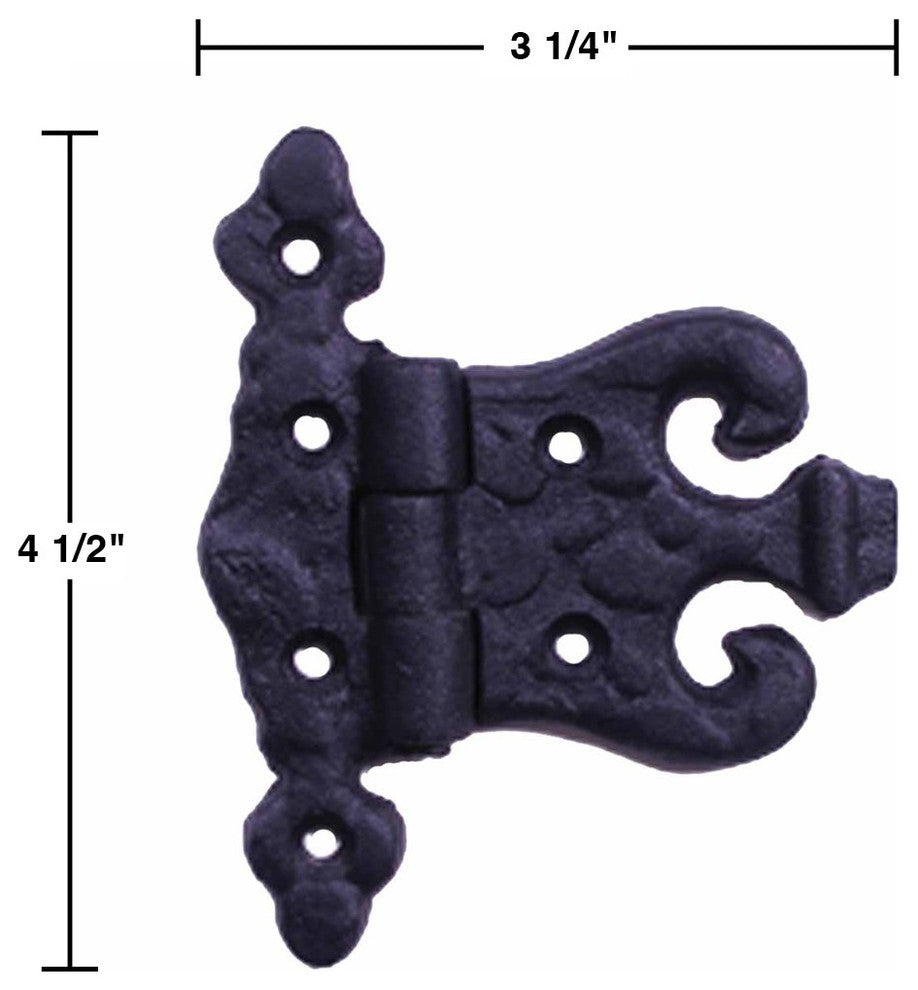 Cabinet Hinge Black Iron Rustproof Finish Set of 6