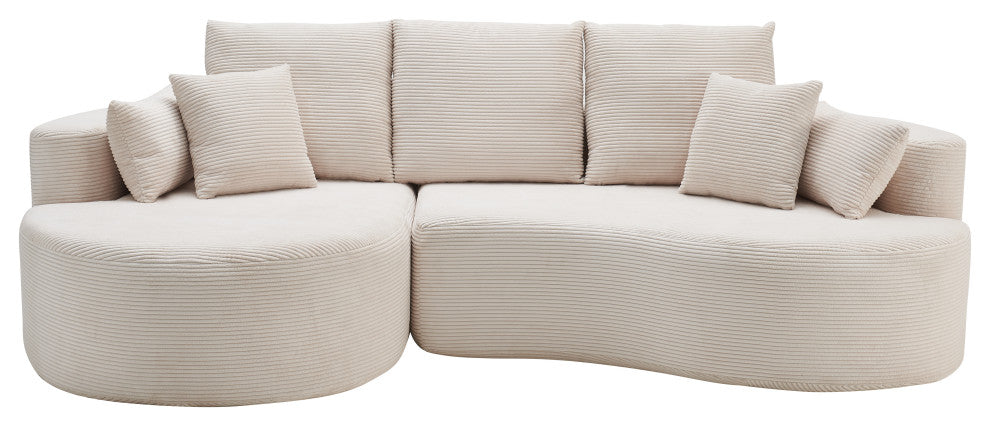 GDF Studio 106" 2-Piece Cloud Curved 3-Seater Sectional Sofa, Right Facing, Whitecap Gray