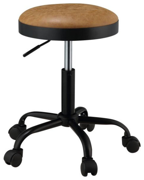 Acme Ouray Adjustable Stool With Swivel Set-2 Vintage Caramel PU and Black