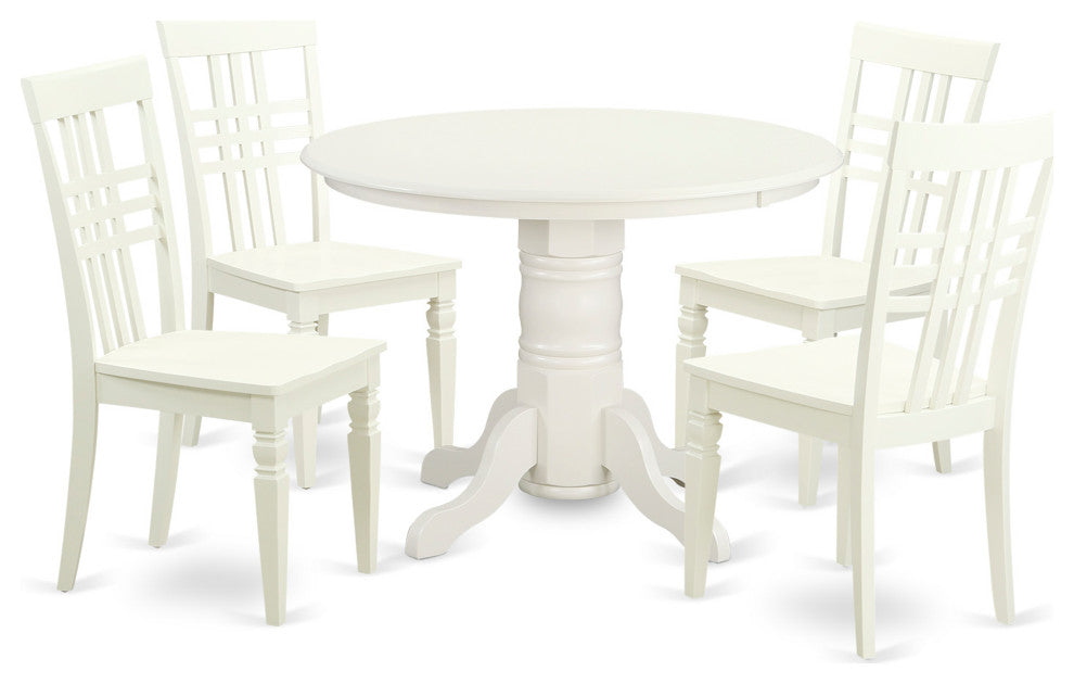 5 Pc Small Dinette Set With A Dining Table And 4 Dining Chairs In Linen White
