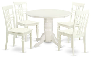 5 Pc Small Dinette Set With A Dining Table And 4 Dining Chairs In Linen White