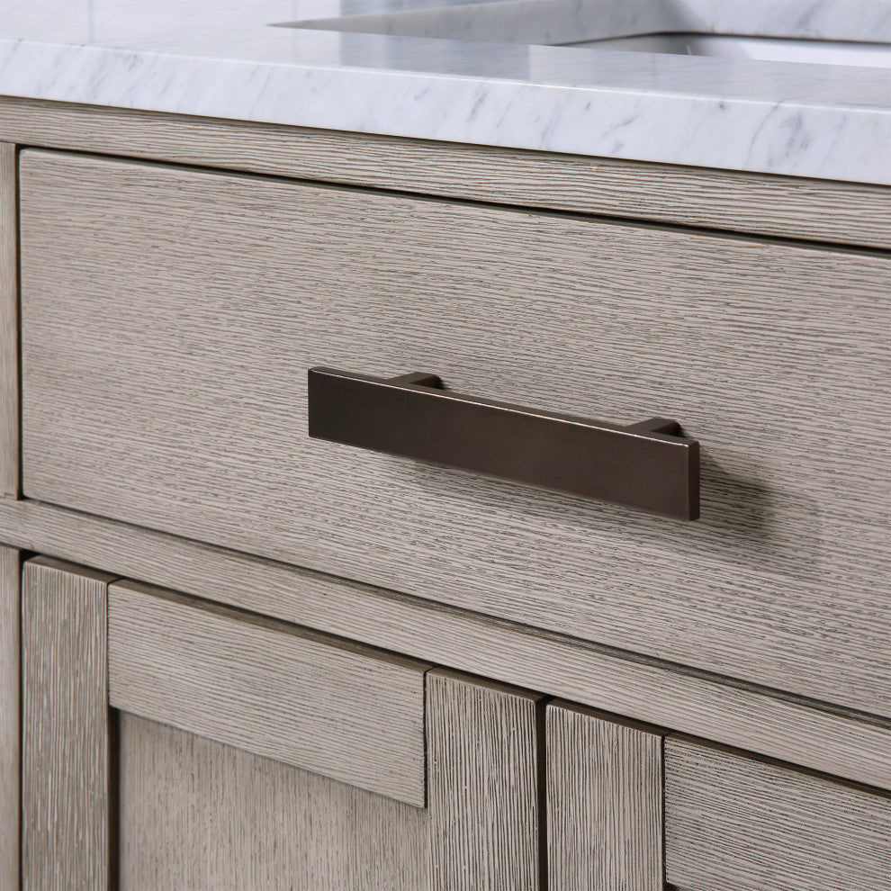 Chestnut 60" Bath Vanity, Grey Oak, Vanity With Mirror(s) With Oil-Rubbed Bronze Finsih Hardware