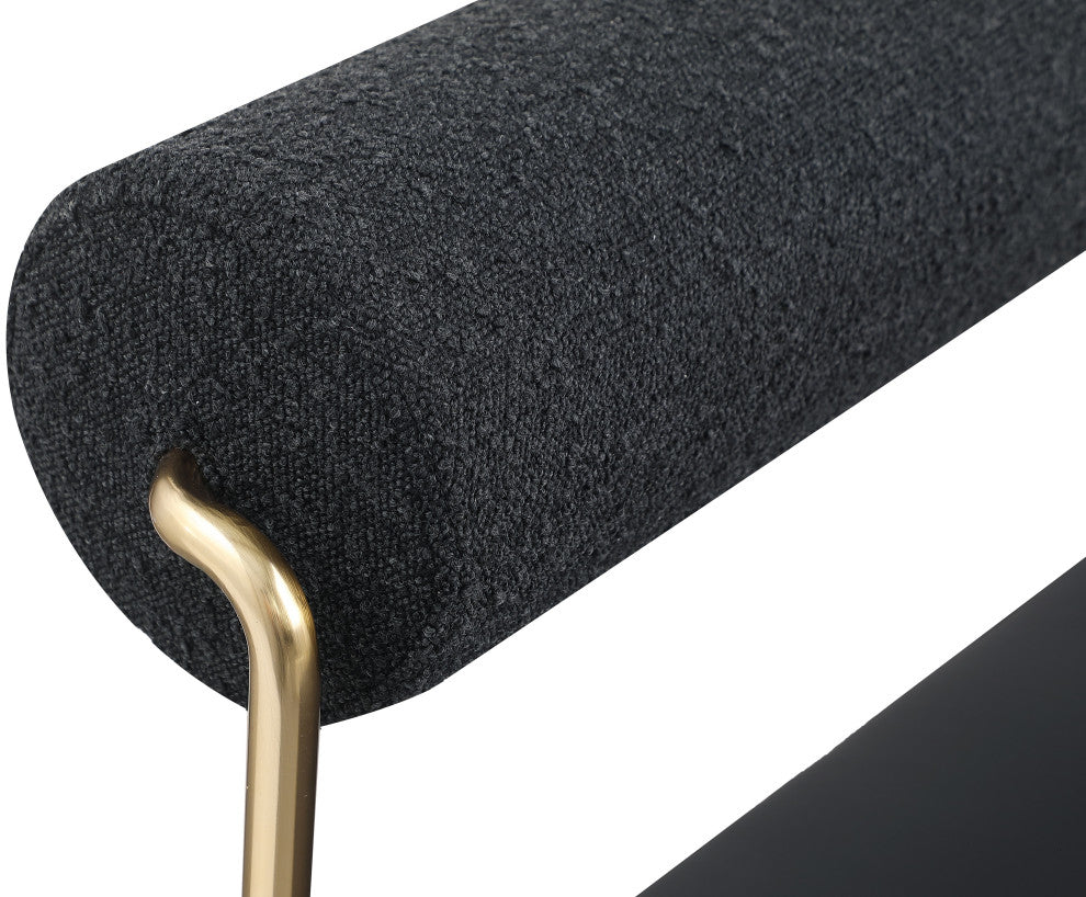 Carly Vegan Leather Upholstered Vegan Leather Bench, Black